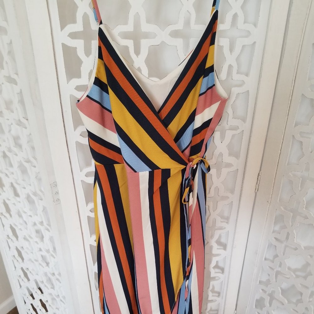 Candy stripe summer wrap dress